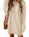 Cable Knit Drop Shoulder Sweater Dress