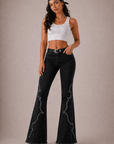 GJG Denim Santa Fe Studded Bell Bottom Jeans — Black