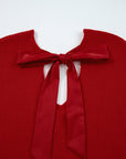 Bow Back Lantern Sleeve V-Neck Sweater