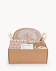 Bread Warmer & Basket Gift Set with Tea Towel - Tree of Life Oval