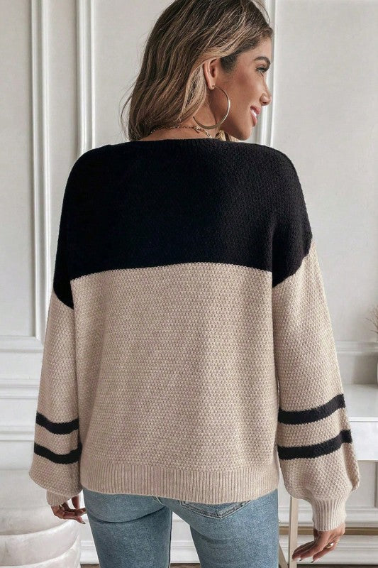 Colorblock Stripe Long Sleeve Sweater