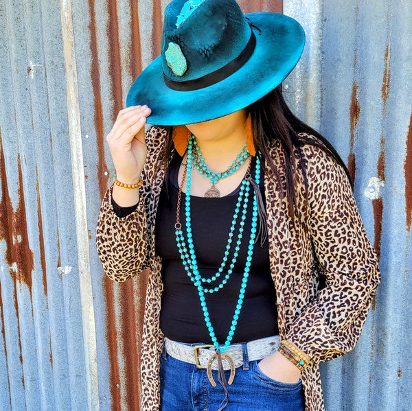 Blue Turquoise Collar Necklace with Indian Coin