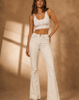 GJG Denim Westwood High-Rise Bootcut Jeans — Natural Ecru