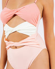 One Piece Tri Front Panel with Twisted Design Swimsuit