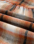 Plaid Patchwork Pocketed Ruffle Hem Shirt Dress