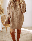 Cable Knit Drop Shoulder Sweater Dress