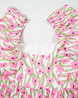 Floral Square Neck Ruffle Strap Maxi Dress
