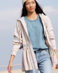 Hometown Cream Lace Peplum Zip-Up Hoodie