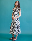 Quintessential Shadow Blossom Floral Midi Dress