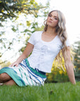 Tie Breaker Top – White Lace-Trim Tie-Front Top
