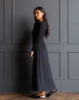 Soho Black Knit & Pleated Satin Maxi Dress