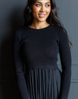 Soho Black Knit & Pleated Satin Maxi Dress