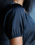 First Love Black Lace Trim Midi Dress