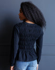 Black Beauty Smocked Peplum Top