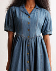 Orchard Puff Sleeve Denim Midi Dress