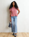 Smocked Peplum Cap Sleeve Tee