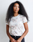 Go Floral Crew Neck Tee in Watercolor Rose