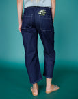 Dark Indigo High Rise Barrel Leg Jeans