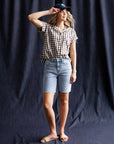 In Check Gingham Button Down Top
