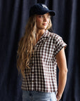 In Check Gingham Button Down Top