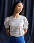 Très Belle Multicolor Stripe Puff Sleeve Top