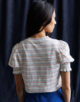 Très Belle Multicolor Stripe Puff Sleeve Top