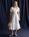 Cross Stitch Rose Print Midi Dress