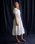 Cross Stitch Rose Print Midi Dress
