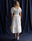 Cross Stitch Rose Print Midi Dress
