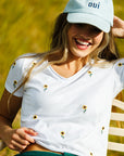 Sunflower Fields Embroidered V-Neck Tee