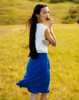 Perfect Balance Cobalt Blue Ruffle-Hem Skirt
