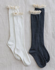 Favorite Lace Trim Ribbed Boot Socks
