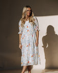 Cypress Midi Dress in Blue Floral - Plus - My Pampered Life Seattle