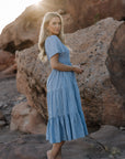 Tayla Linen Dress in Sky Blue - My Pampered Life Seattle