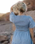 Tayla Linen Dress in Sky Blue - My Pampered Life Seattle