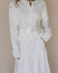 Paisley Button Up Sweater Top in Ivory - My Pampered Life Seattle