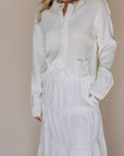 Paisley Button Up Sweater Top in Ivory - My Pampered Life Seattle