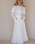 Paisley Button Up Sweater Top in Ivory - My Pampered Life Seattle