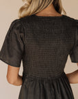 Tayla Linen Cotton Dress in Black