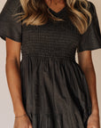 Tayla Linen Cotton Dress in Black