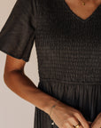 Tayla Linen Cotton Dress in Black