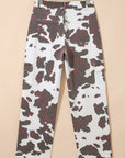 Western Cow Spot Cargo Pocket Straight Leg Jeans