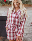 Plaid Shirt and Shorts Lounge Set