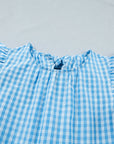 Gingham Knot Back Ruffle Short Sleeve Maxi Dress