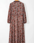 Floral Frilled V-Neck Split Front Tiered Midi Dress