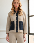JOH Apparel Sam Textured Knit Jacket with Denim Contrast