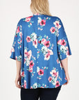 Plus Size Floral Short Sleeve Cardigan