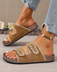 Azaria Buckle Faux Suede Slippers