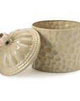 Ribbed Metal Canister with Lid 8"H