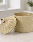 Ribbed Metal Canister with Lid 8"H